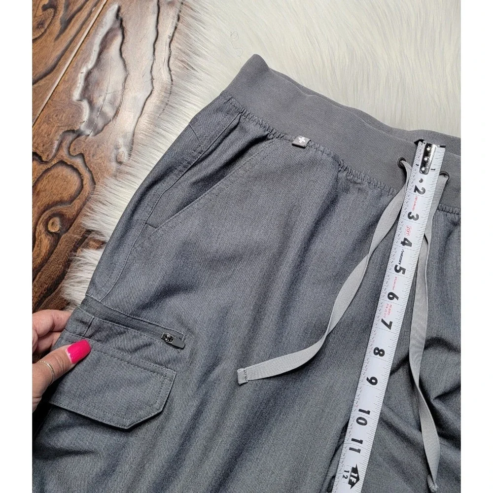 FIGS Kade Cargo Drawstring Gray Straight Leg Scrub Pants Women's Size Medium